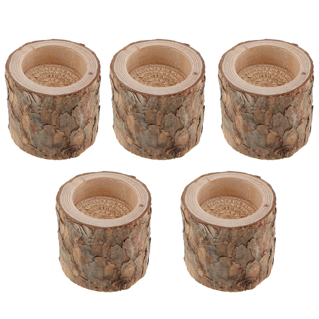 

5PCS Wooden Candlestick Candle Holder Table Decoration Plant Flower Plot 2019 New for Home Wedding Party Decoration