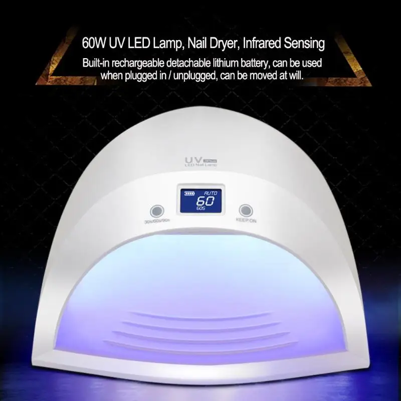 

60W UV LED Lamp Nail Dryer Rechargeable Nail Dryer for Curing Gel Infrared Sensing Manicure Tool