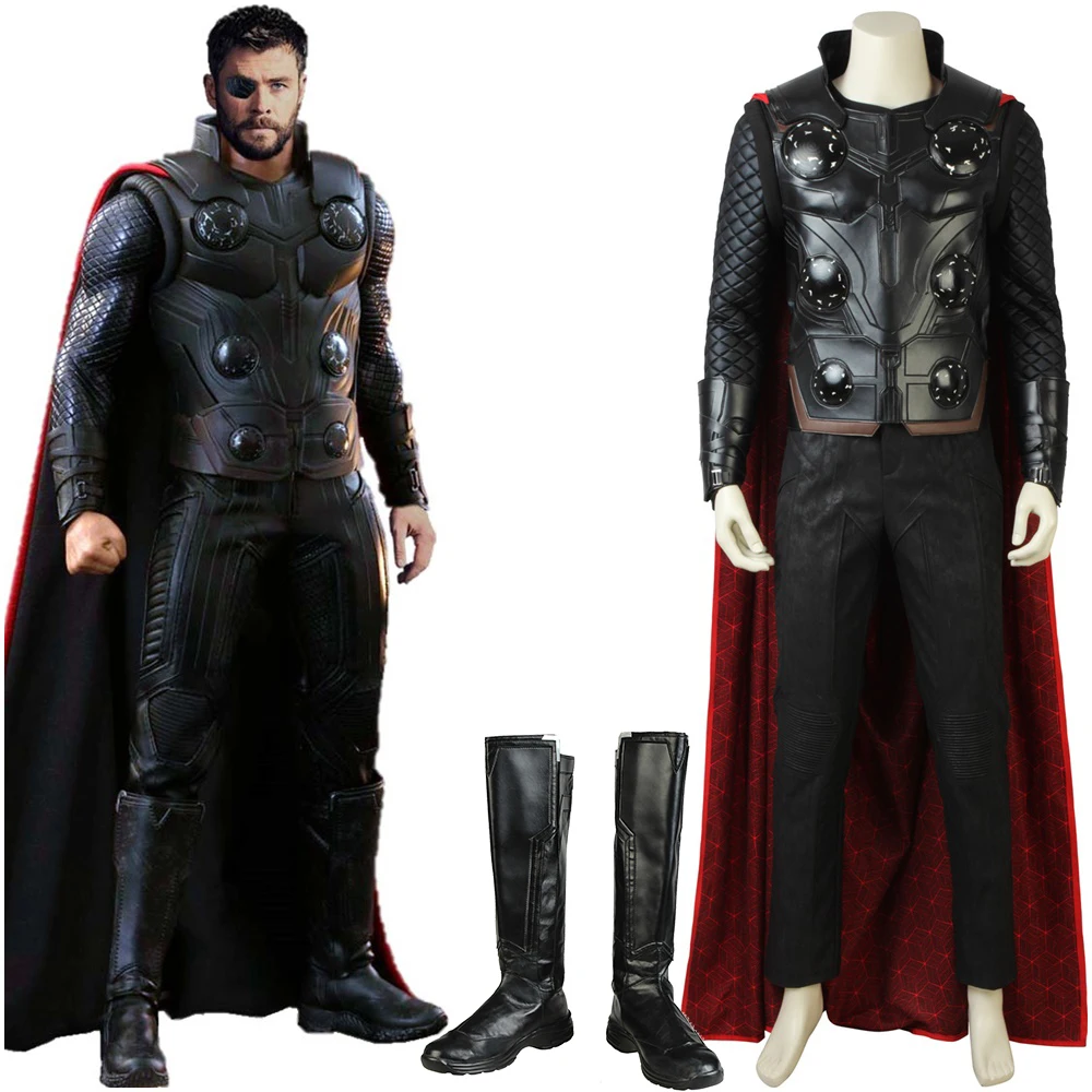 

New Avengers Infinity War Thor Cosplay Costume with Cloak Halloween Superhero Outfit for Adult Men