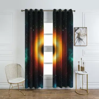 

2pcs/set Modern Blackout Curtains Digital Printing Shading Sliding Curtains Window Blind Shading Screen Drapes for Home