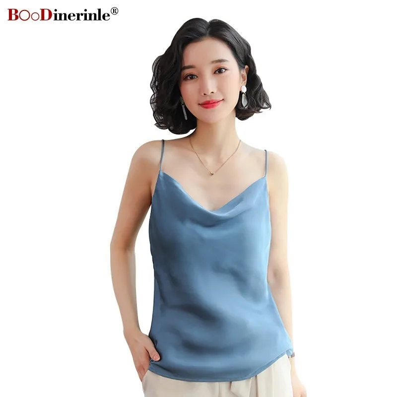 

BOoDinerinle Casual Retro Ladies Tops Women Summer 2019 Plus Size Blue Camisoles Tops Women Sexy Backless Spaghetti Strap Tops