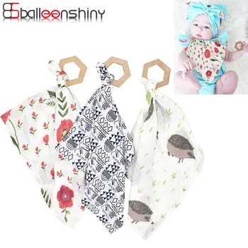 

BalleenShiny Newborn Baby Bibs Npipples Set Baby Lovey Wooden Teether Toy Infant Toddler Feeding Bib Waterproof Bib Bandanas