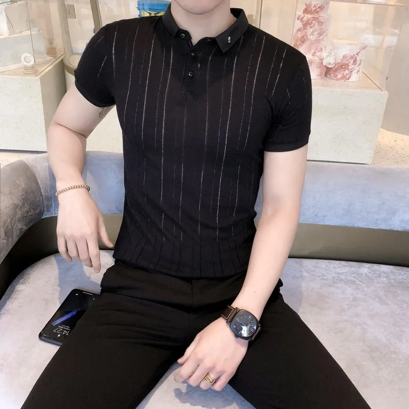 

Camisa Men Polo Shirt Casual Striped Slim M-3XL Summer Mens Polo Shirts Fashion 2019 Classic Male Short Sleeve Polos Shirts