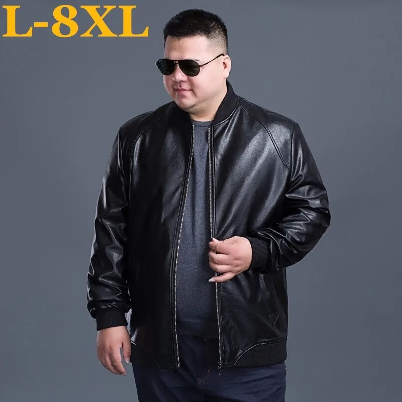 

plus size 8XL 7XL new Leather Jacket Men Solid Mens Leather clothes Coats Trend Slim Fit Youth Motorcycle Sheepskin Jacket