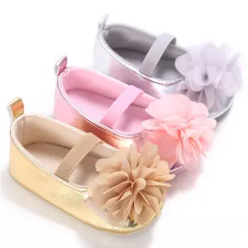 

2019 Brand New Infant Non-slip Toddler Kids Baby Shoes Newborn Girls Soft Sole Cotton Crib Floral PU Shoes First Walker 0-18M