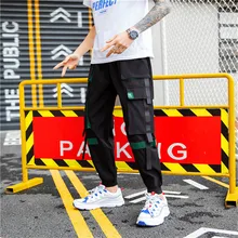 Men's Trousers 2019 Spring New Loose Hong Kong Style New Multi-bag Overalls Nine Pants Personality Youth Casual Men's Clothing