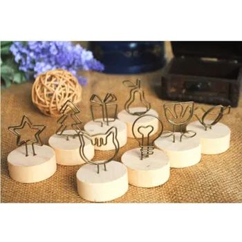 

1PC Stand Desk Photo Card Picture Memo Lomo Desktop Personalized Kids Wooden Seat Metal Clip