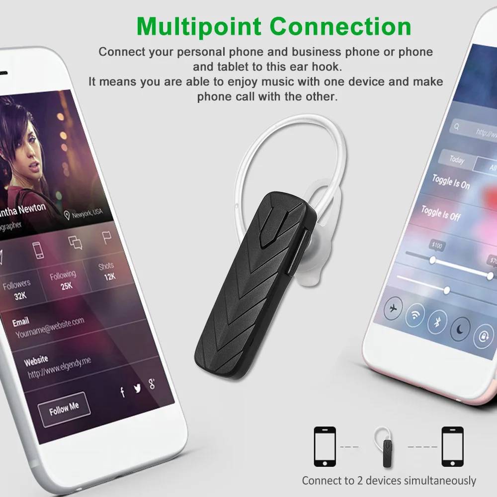 Бизнес гарнитура AL2 беспроводные наушники Bluetooth одноушные с микрофоном ушной