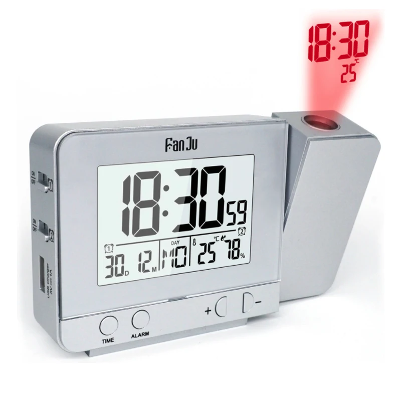 

Projection Alarm Clock Snooze Function Digital Date Backlight Rotatable Wake Up Projector Table Desk Weather Station Led Clock