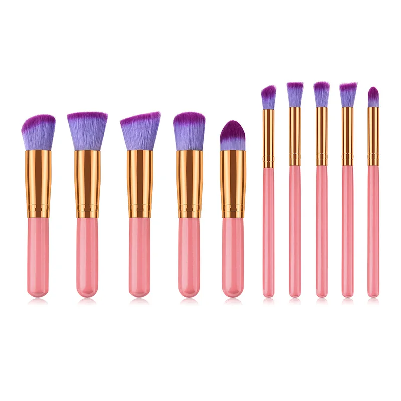 10PCS WOOL Makeup Brush Set kwasten Make Up Beauty Blush Foundation Contour Powder Cosmetics eye lips make up Brush