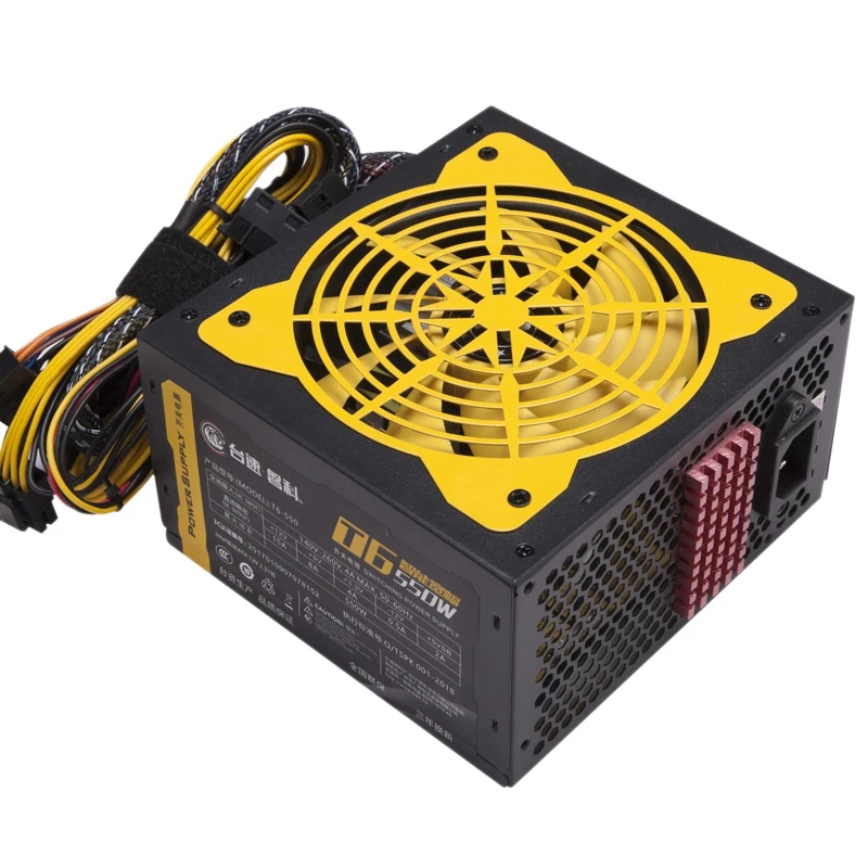 140 260V Max 550W блок питания компьютера ПК Cpu 12V 20 + 4Pin 120 мм тихий вентилятор Pcie E Sata