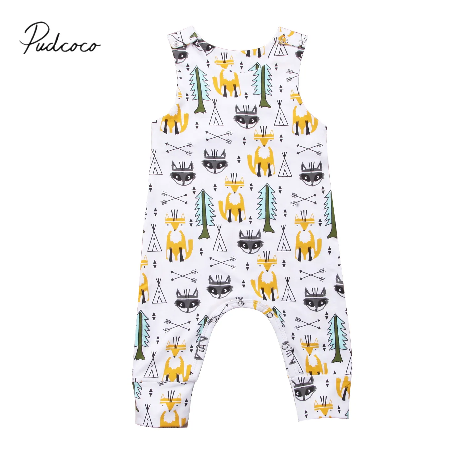 

2019 Brand New 0-24M Newborn Infant Baby Boy Girl Cartoon Tribe Romper Cotton Jumpsuit Outfits Sleeveless Summer Clothes