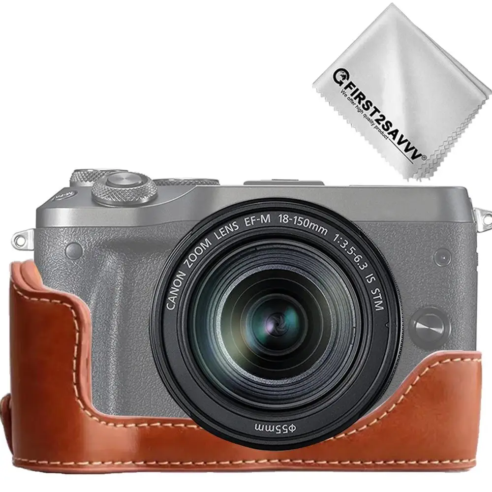 First2savvv кожа Половина чехол для камеры Сумка база для Canon EOS M6