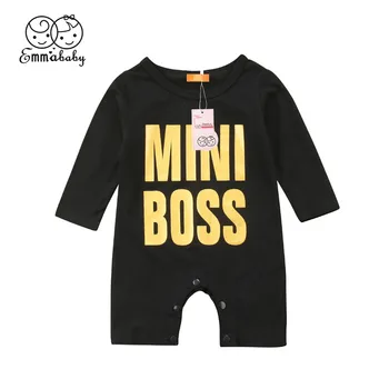 

2017 Cotton MINI BOSS Romper Summer Newborn Kids Baby Boy Romper Jumpsuit Clothes Outfit New Summer Clothing For 0-24M
