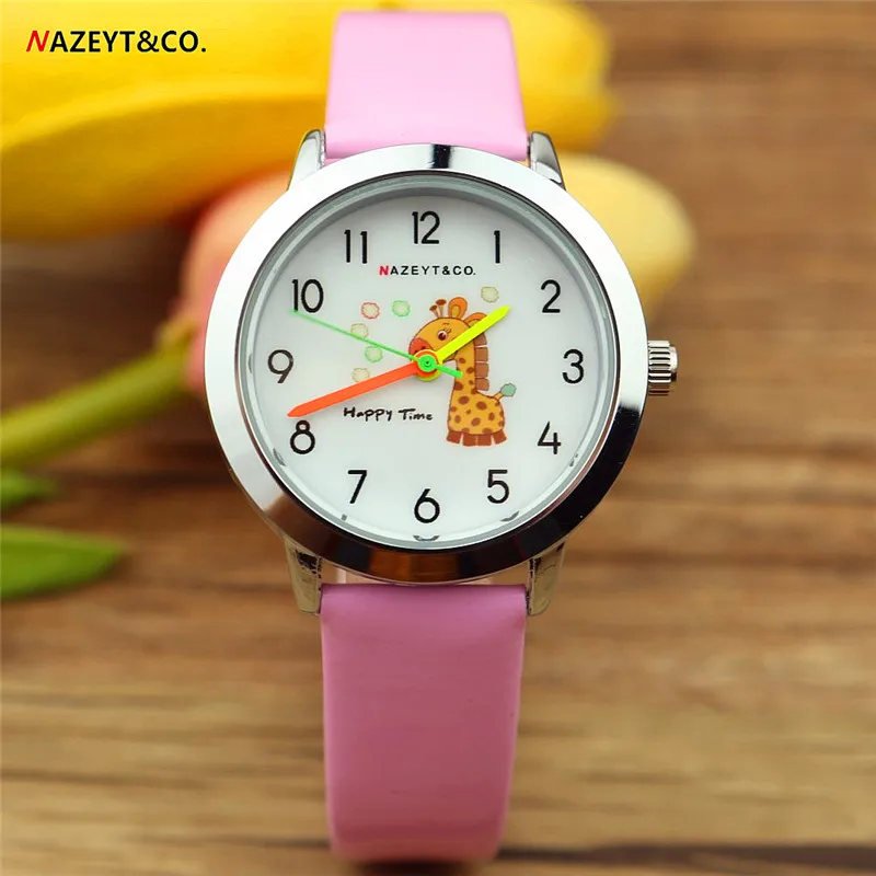 

free shipping Nazeyt children cartoon watch lovely giraffe dial little student boys girls quartz leather watch Reloj de cuarzo