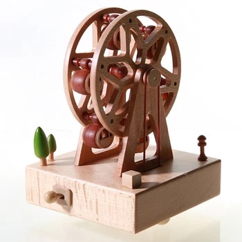 

Wooden Music Box Rotating Mechanical Craft Model Building Kits for Home Bedroom Decal Education Toys for Children