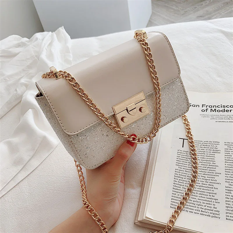 

Luxury Crossbody Bags For Women 2019 High Quality PU Leather Female Designer Handbags Ladies Chain Sequin Shoulder Messenger Bag