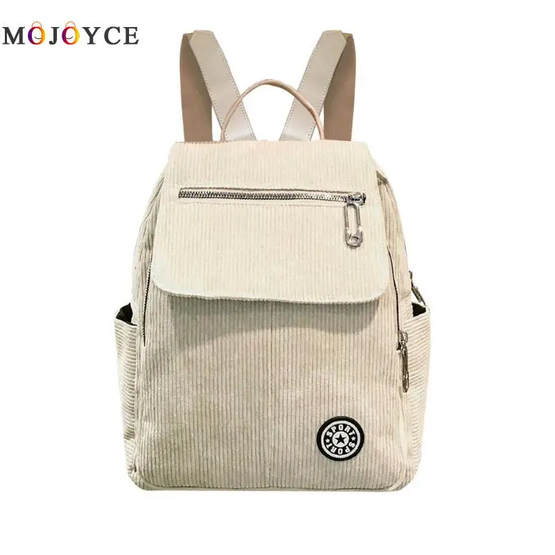 

Vintage Women Corduroy Backpack Preppy Style Large Capacity Student Shoulder Travel School Backpack