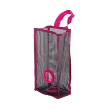 Висячая Складная сетка мешок для мусора Органайзер держатель сумки для мусора переработка контейнеров для хранения для кухни-Размер L(розовый красный