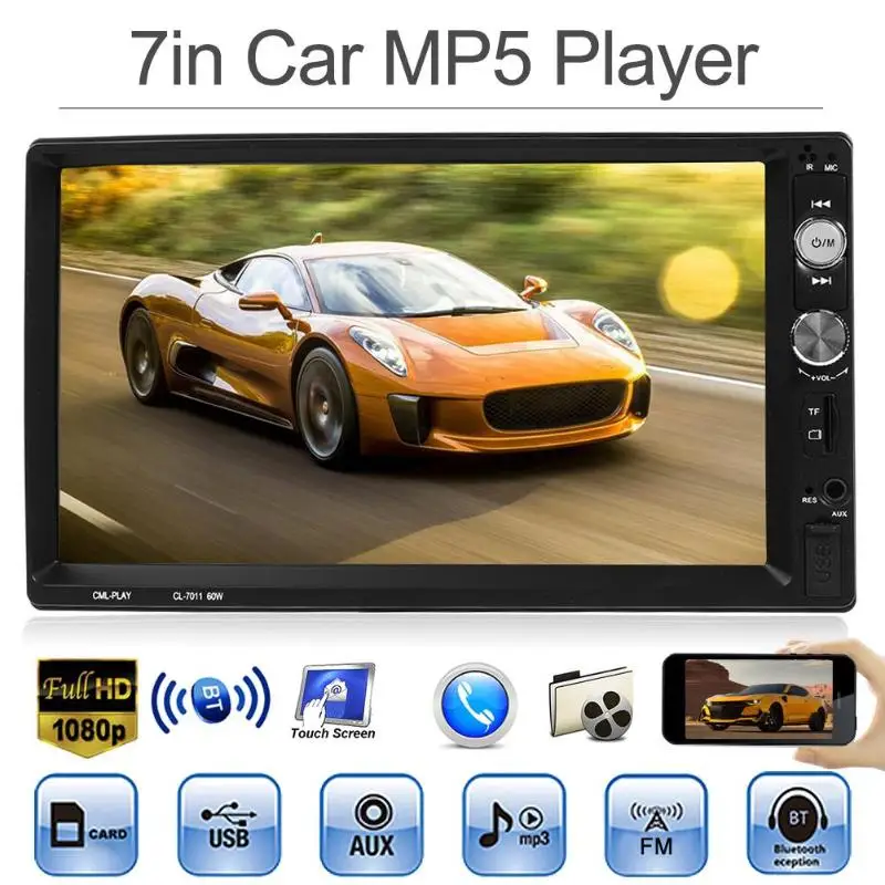 

7011B 7 Inch 1024*600 Car Stereo MP5 Player FM Radio Bluetooth Head Unit