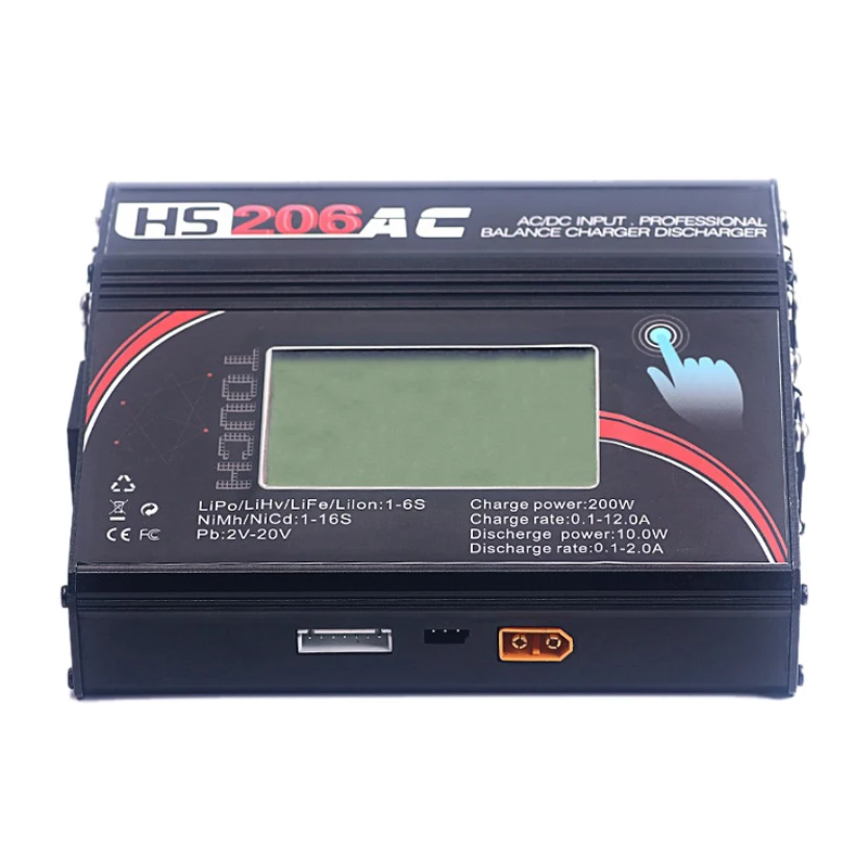 Hs206Ac 200 Вт 12A Ac/Dc Высокая Мощность Пресс экран Banlace зарядное устройство Dis для Lipo