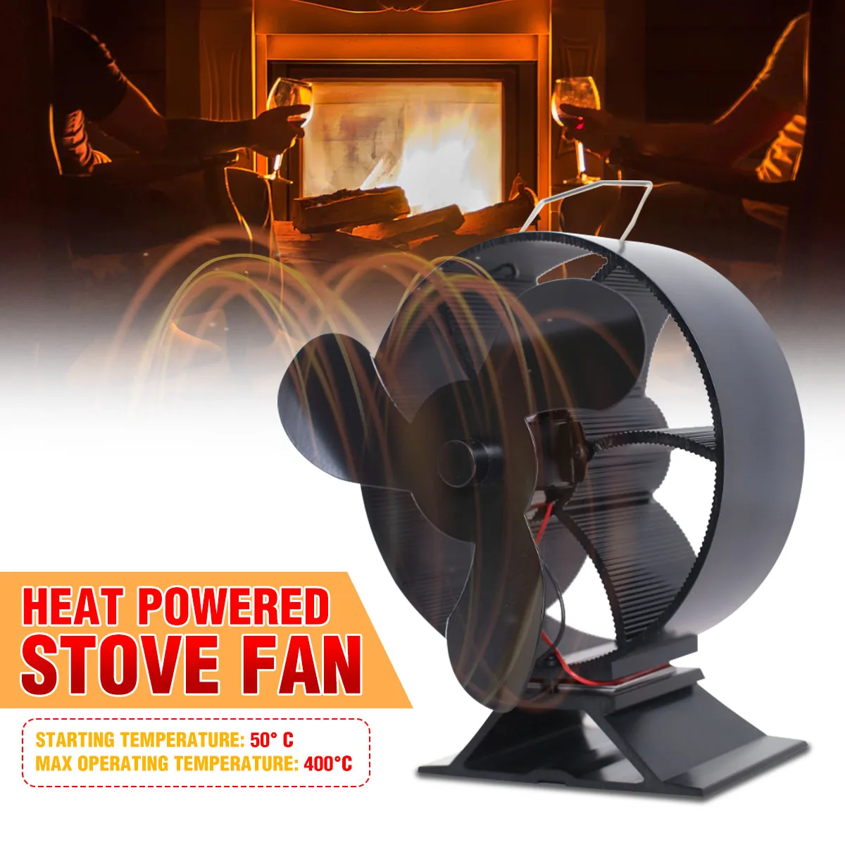 

Stove Fan 3 Blade Fireplace Fan Heat Powered Wood Stove Fan Top Log Burner Fireplace Eco Silent Home Heat Distribution