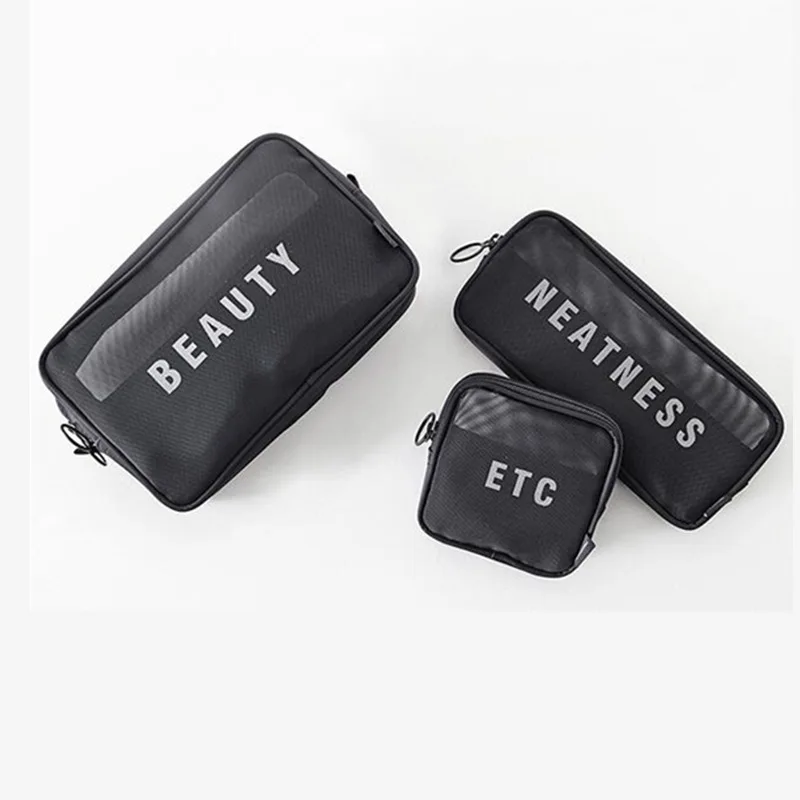 

Black Mesh Ventilation Cosmetics Number Accept Makeup Organizer Arrangement Crystal Box Travel Portable Charge Make Up Package