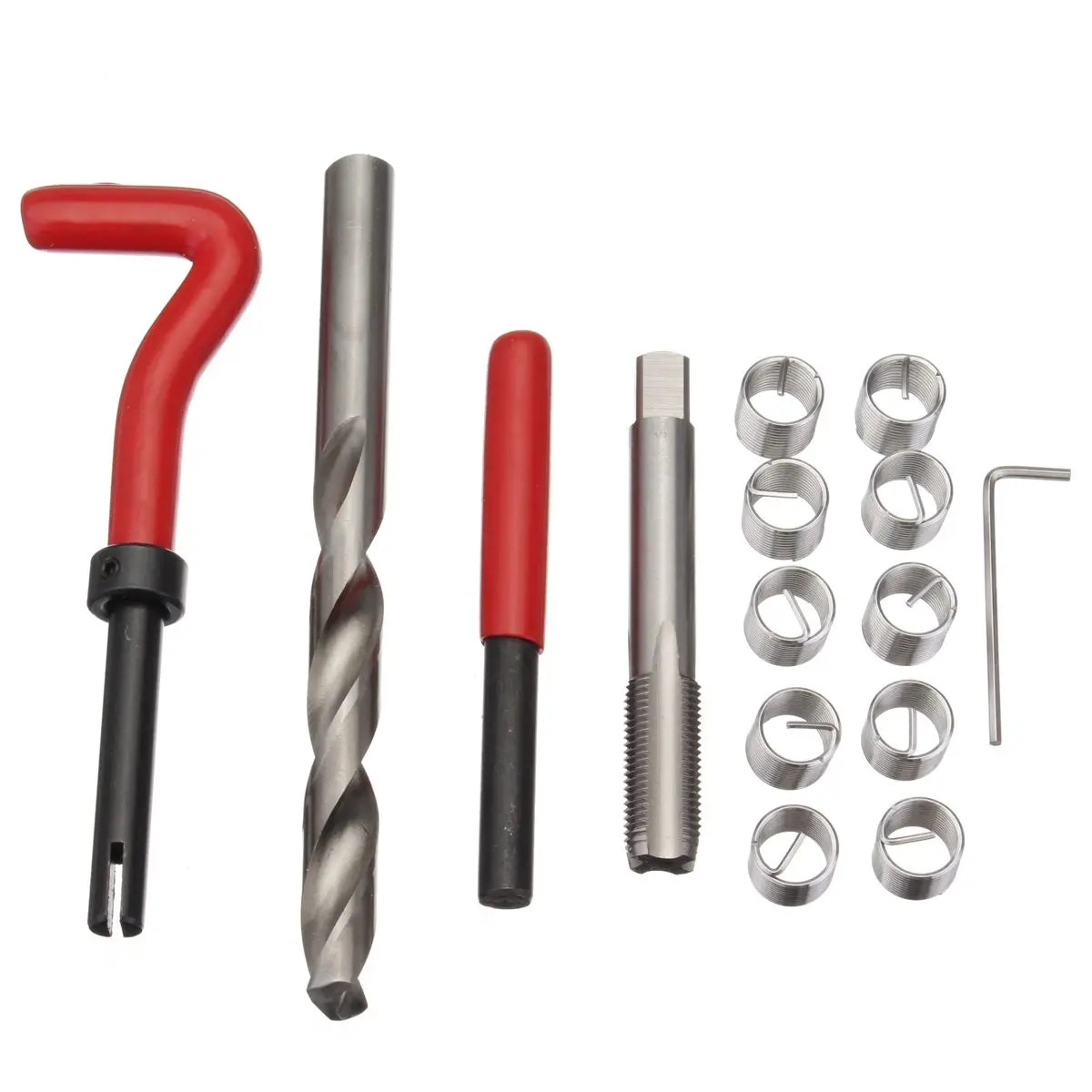 

15pcs Thread Engine Repair Insert Kit M8 M10 M12 For Helicoil Pro Coil Drill Tool Coarse Crowbar Professional Thread Repair Kit