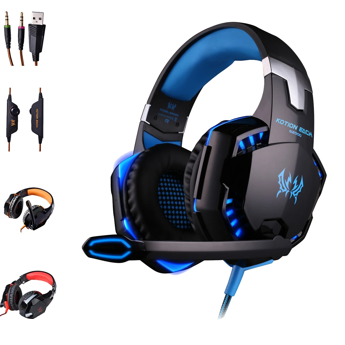buy G2000 3.5mm amp;USB Stereo Gaming Headset PC wired headphones LED Light Deep Bass Earphone with Microphon for CS Dota PS4 PUBG