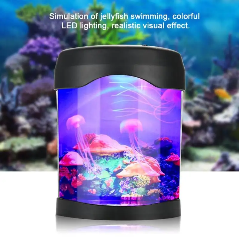 Nuevo estilo USB acuario luz pecera escritorio decoración Mini pecera humor LED iluminación cambio de Color Lámpara de noche
