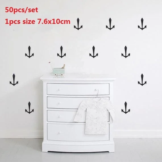DIY 50 шт./компл. якорь шаблон Съемный стикер стены Наклейка виниловая детская