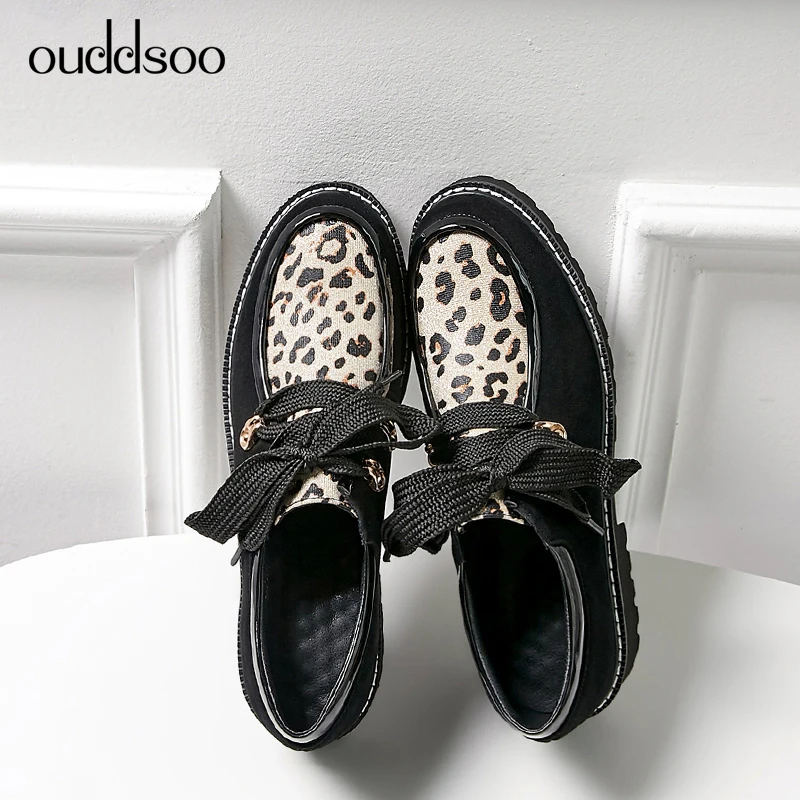 

Spring Autumn Women Genuine Leather Derbies Woman Shoes Flat Platform Black Brogue Women Flat Shoes Leather Casual Flats Size 34