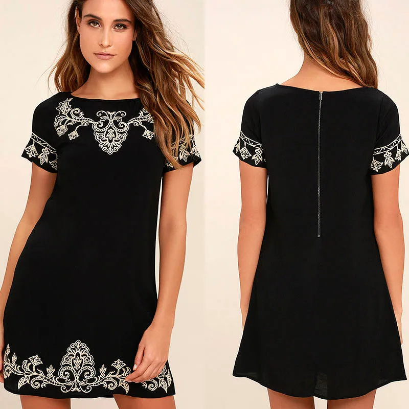 Для женщин летних вечеринок вечер Boho короткий рукав шею цветочные пляжные шорты