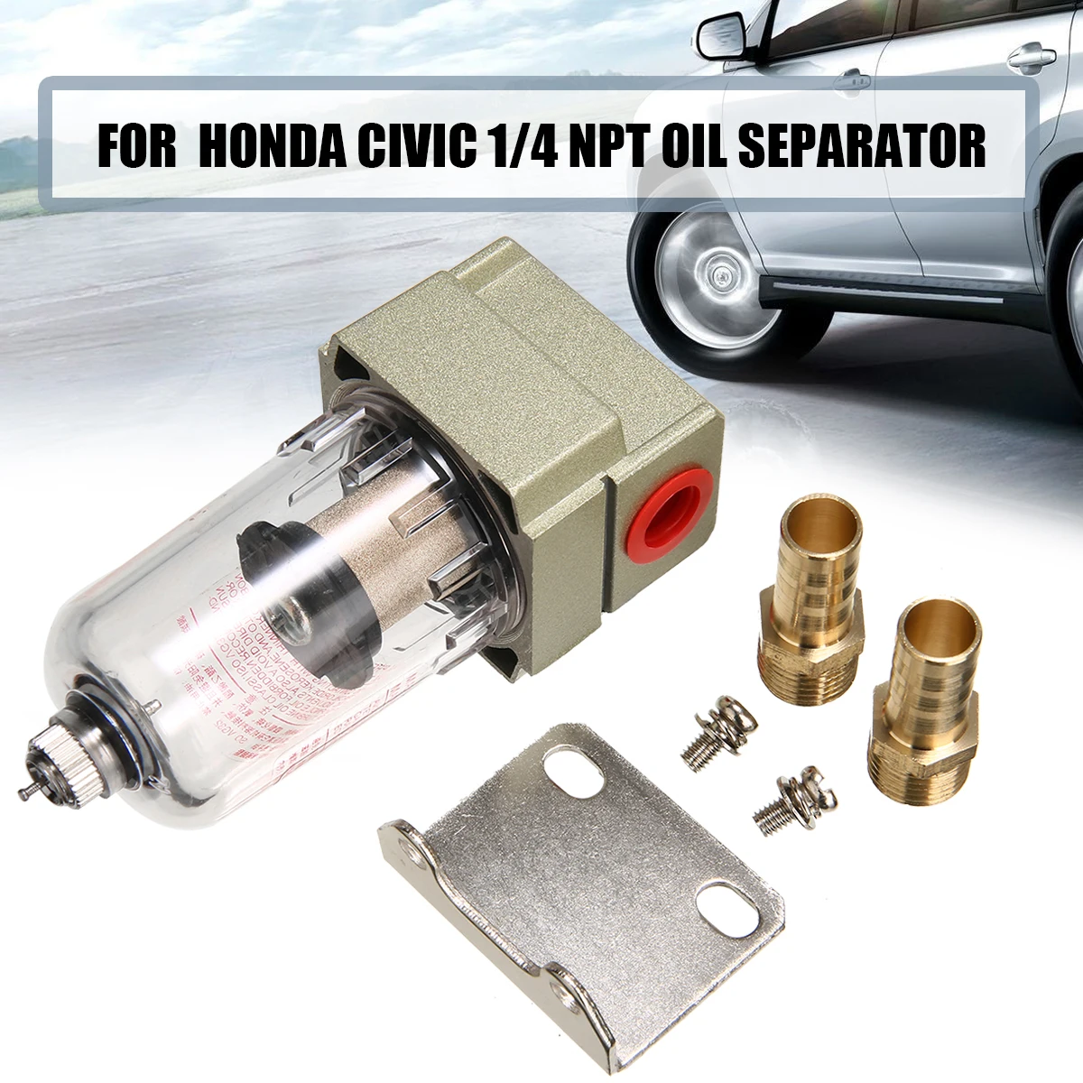 

Auto Fuel Supply System Universal 1/4 NPT Oil Separator Catch Reservoir Tank Can Black Baffle Kits For Honda Civic