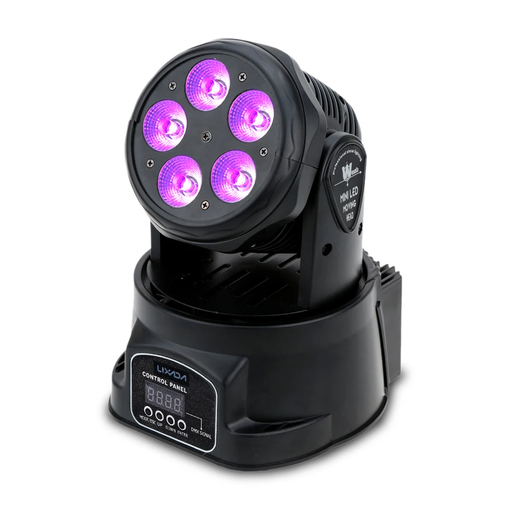 

Disco KTV Auto Rotating 75W 5 LED 10/15 Channels Sound Control Colors Changing Moving Head Stage Light Wash Lamp for Club Party