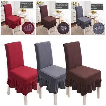 

AUGKUN Plaid Polar Fleece Pineapple Pattern Chair Cover Elastic Plain Ruffled Edge Dining Table Restaurant Chair Stool Cover