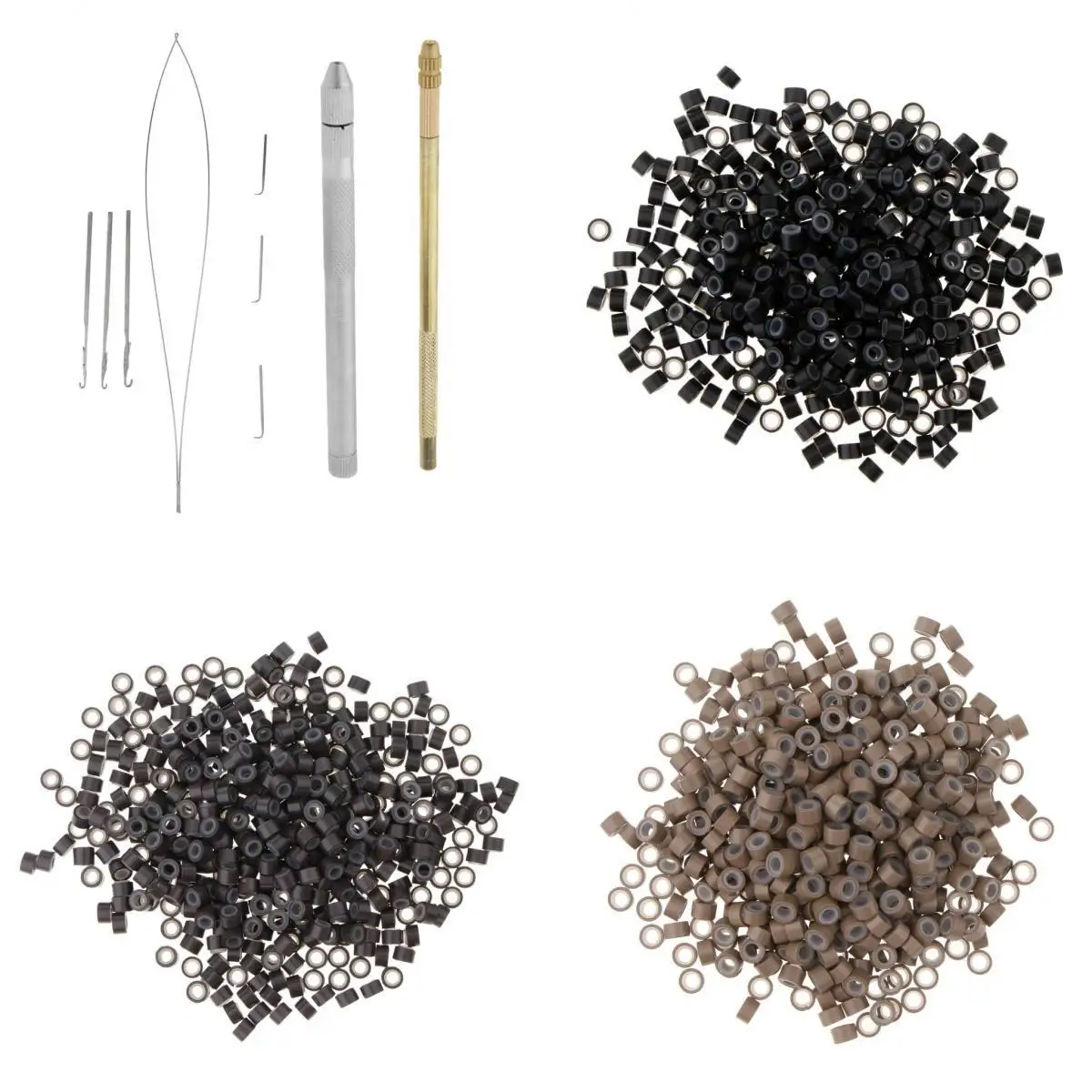

Hair Wig Micro Rings Link Beads Silicone Hooking Ventilating Latch Pulling Loop Needles Holder Set for Hair Extension Wigs