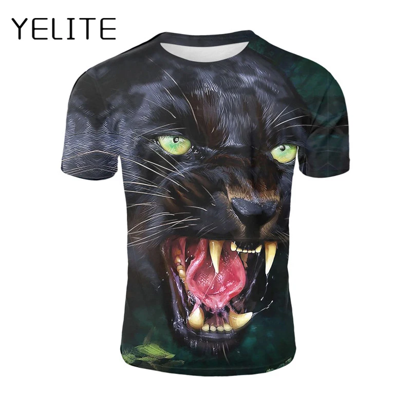 

YELITE 2019 Cool Leopard 3d New Printed Short Sleeve Design T-shirt Men Summmer Casual Tops Tees Streetwear Punk Animal Clothing