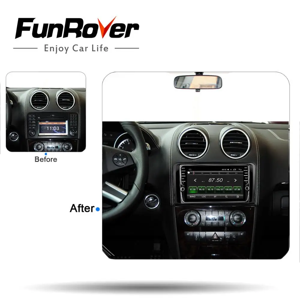 Clearance Funrover IPS 2 Din Car Multimedia gps player Android 8.0 DVD Radio Player For Mercedes/Benz/ML/GL CLASS W164 ML350 ML500 GL320 1