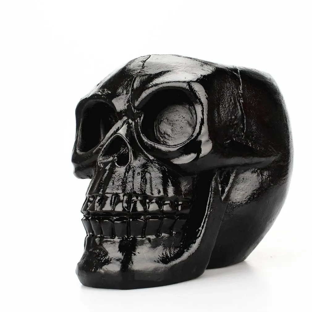 

Black Skull Pen Holder Storage Box Resin Statues Home Desk Decor Birthday Gift Halloween Party Decoration