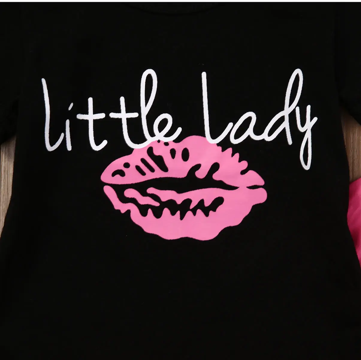 USA 1-6Year Kid Clothes Baby Girl Clothes Outfits T-shirt Letter Lip Tops +Printed Long Pants Girls Sets