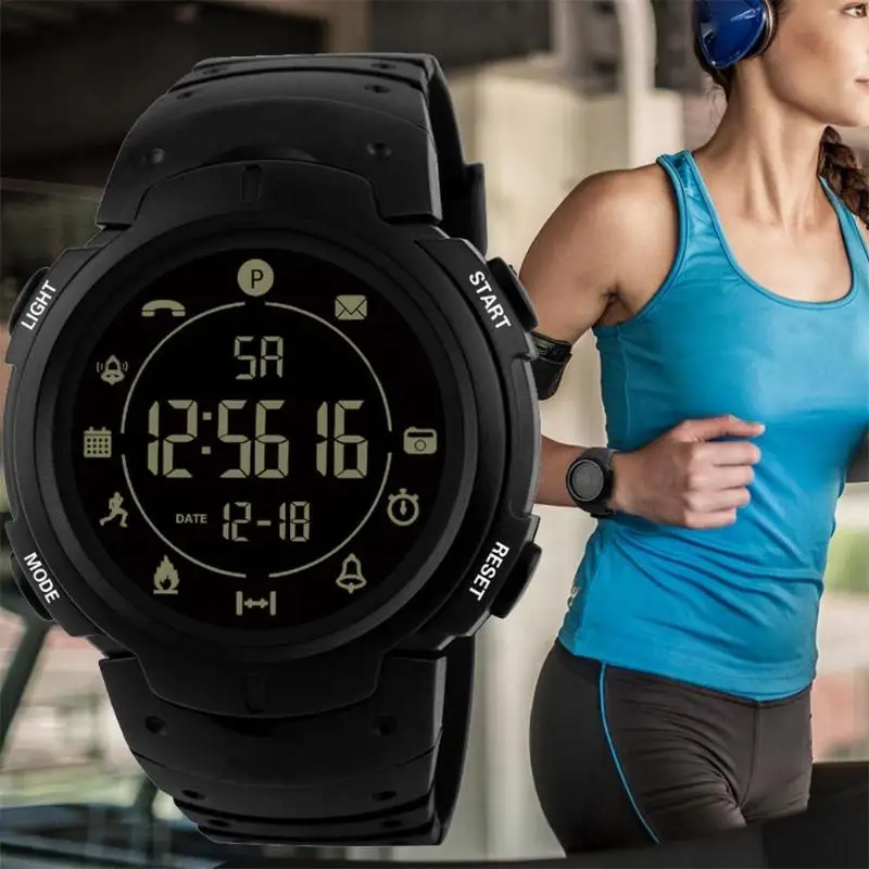 ALLOYSEED Women Men Waterproof Bluetooth Sports Pedometer Wristwatches Unisex Resin Strap Smart Electronic Watches