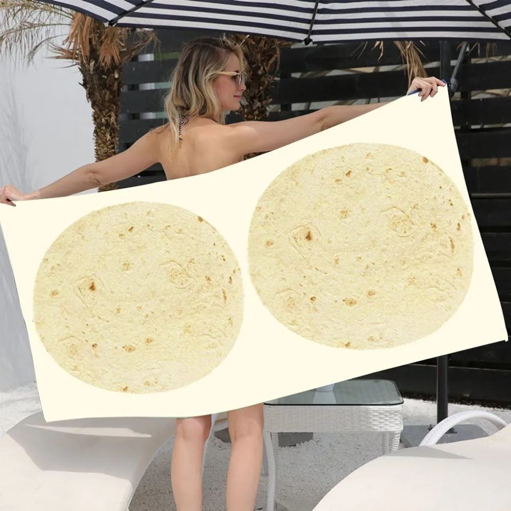 

2019 hot products Comfortable Food Creation Burritos Novelty Blanket Perfect Round Tortilla Throw Beach Towel Bath Towel Family