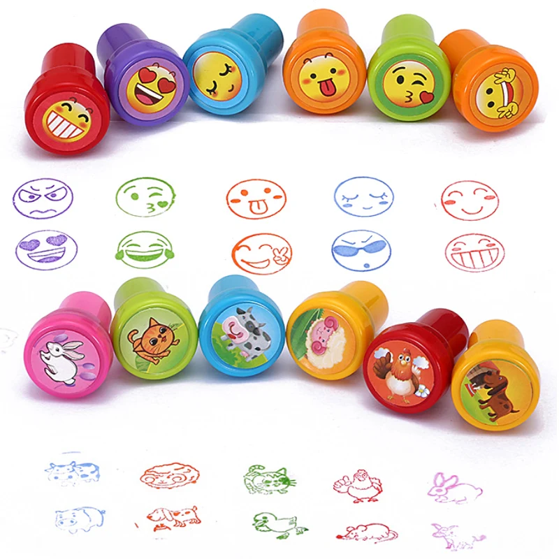 

Hot 10PCS/Set Cute Child Stamps Scrapbooking Round Rubber Multicolor Fun Cartoon Toy