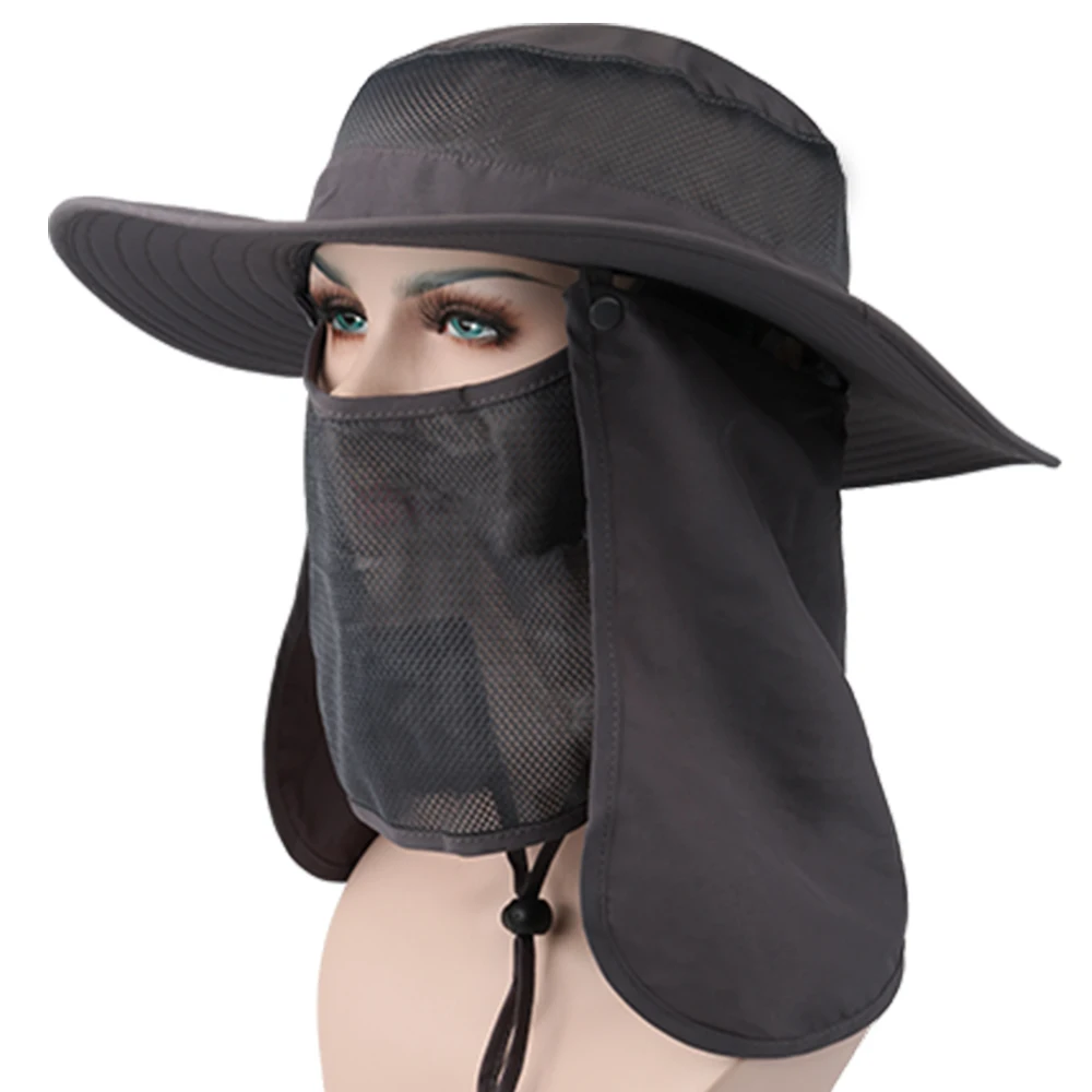 

Outdoor Sun Rain Hat Cap Fishing Hiking Wide Brim Sun Cap with Removable Neck Face Flap Cover Cap for Sport Hiking Camping