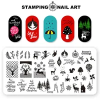 1 Pcs Christmas Nail Art Stamp Stamping Image Plate New Year Pattern 12*6cm Stainless Steel Nail Template Manicure Stencil Tools 2