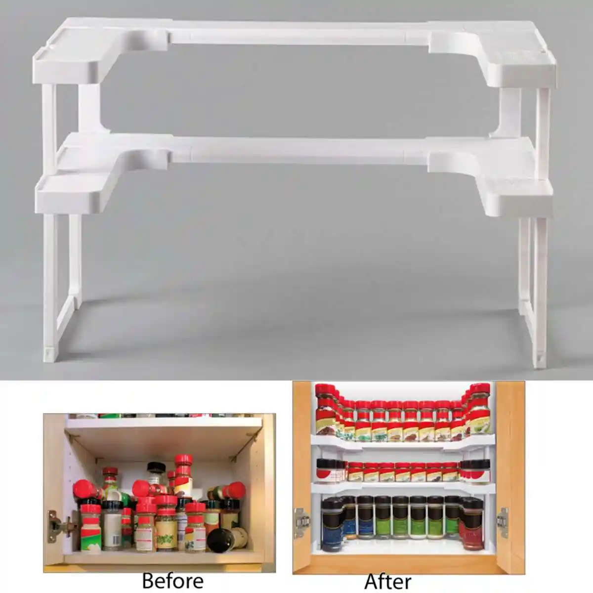 2 Layer Adjustable Cabinet Cupboard Inner Storage Rack Holder