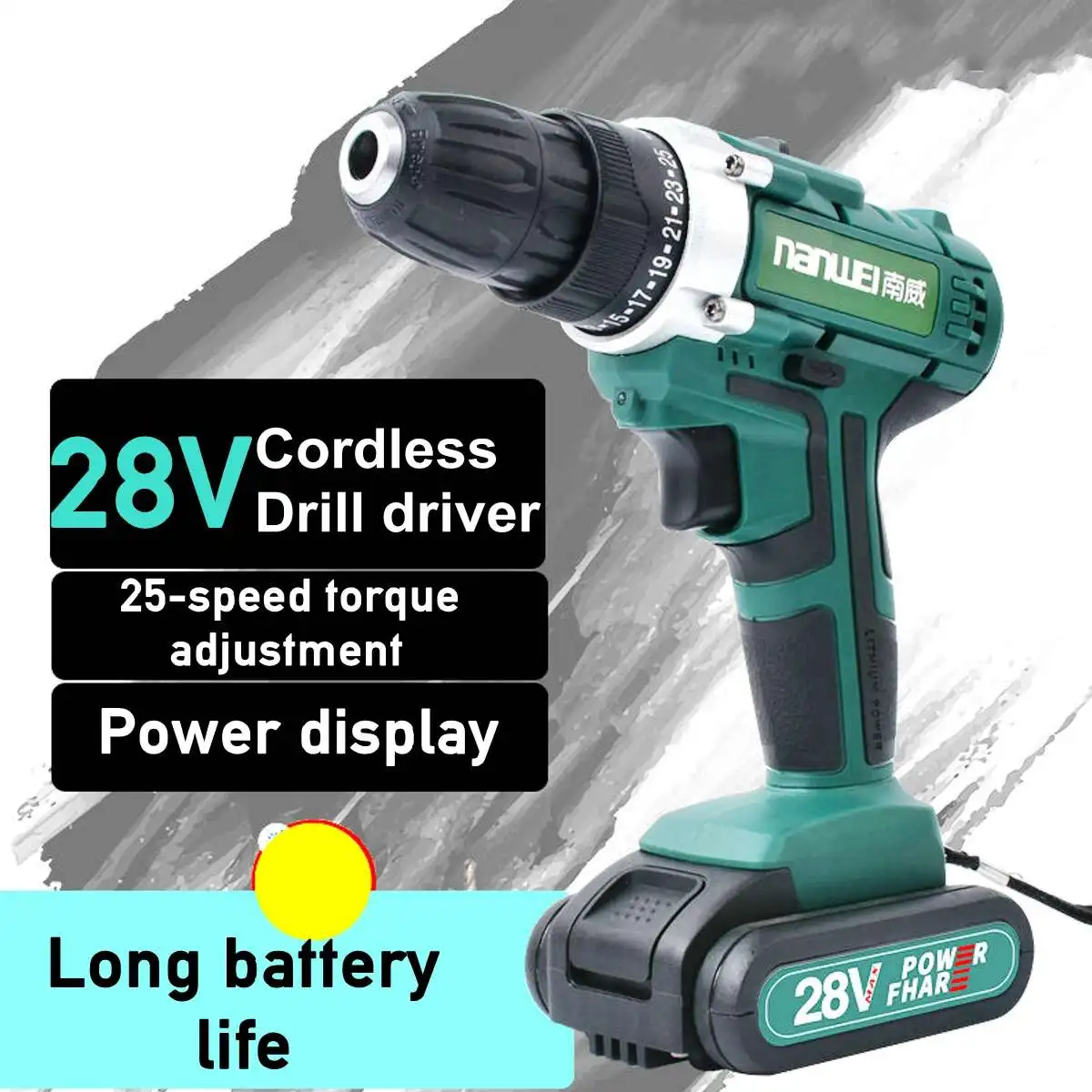 

28V Electric Drill Two Speed Lithium Battery Rechargeable Cordless Drill Multi-function Electric Cordless Screwdriver
