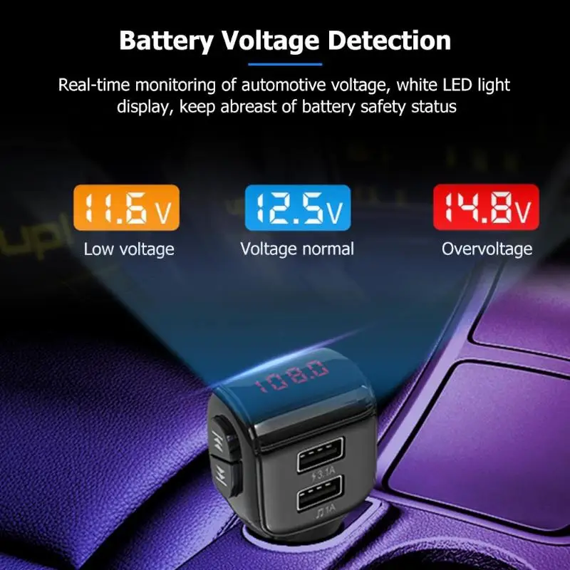 12 V-24 V мини-автомобиль Bluetooth 5,0 fm-передатчик громкой связи Bluetooth автомобильный комплект mp3-плеер с голосовые подсказки Функция двойной Порты usb автомобиля Зарядное устройство