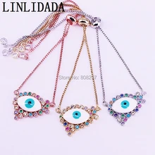 6 шт Красочный кубический цирконий с микропрокладкой из страз и эмаль глаз разъем с регулируемой цепи Браслеты
